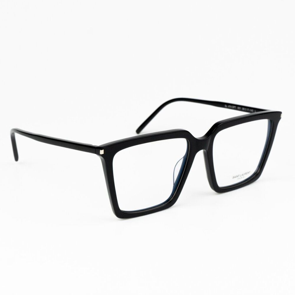 NEW Saint Laurent SL474OPT 001 Black Square Women Eyeglasses - Picture 5 of 11